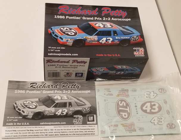 RESALE SHOP - Salvinos JR Richard Petty 1986 Pontiac Grand Prix 1/24 #RPG1986D 2+2 Aerocoupe