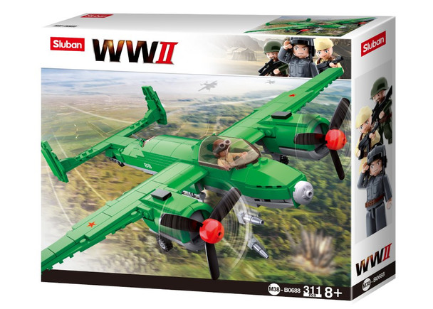 OakridgeStores.com | Sluban - WW2 Tupolev TU-2 Bomber Airplane - 311 Pieces - Brick Building Set M38-B0688 6938242955595