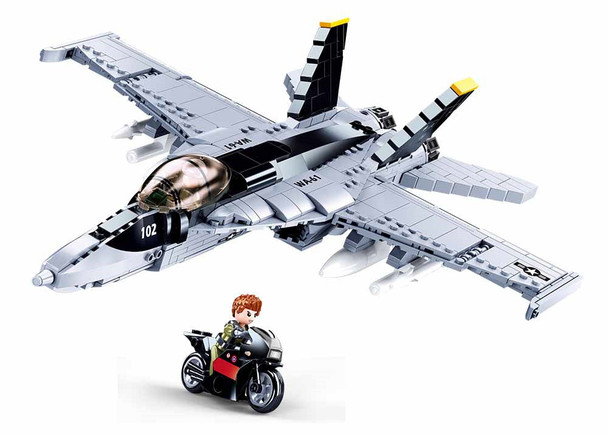 OakridgeStores.com | Sluban - F-18 Hornet - US Fighter Jet - Bumblebee - Brick Building Set M38-B0928 6938242957988