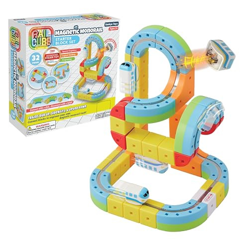 OakridgeStores.com | RAIL CUBE Magnetic Monorail Starter Set - Fun Building Toy for Kids - 32-Piece - Ages 3 and Up - Educational STEAM Play - 24076 4543168240766