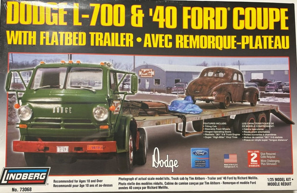 RESALE SHOP - Lindberg Dodge L700 & �40 Ford Coupe w/ Flatbed Trailer 1:25 Model Kit c2006