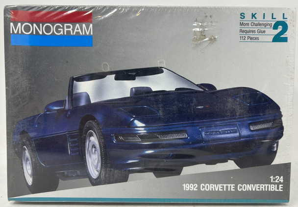 RESALE SHOP - Monogram 1992 Corvette Convertible 1:24 Scale Blue Pla. Model Kit c1991