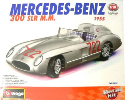 RESALE SHOP - Bburago 1955 Mercedes Benz 300 SLR MM 1:18 Pla/DieCast Metal Model Kit c2004