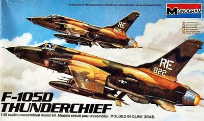 RESALE SHOP - Monogram F-105D Thunderchief 1:48 Aircraft Model Kit c1985