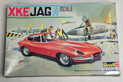RESALE SHOP - Revell Monogram XKE Jaguar 1:25 Red Plastic Model Car Kit c1998 Sealed - PAER-112-0556-U8082