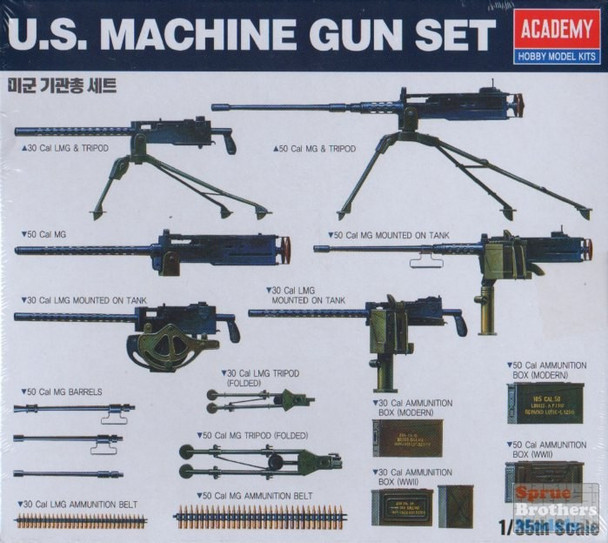 RESALE SHOP - Academy U.S. Machine Gun Set 1:35 Model Kit c2003 New Sealed - PAER-ACY-13262-NS8118