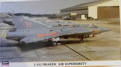 RESALE SHOP - Hasegawa Saab J-35J Draken `Air Superiority� 1:72 Aircraft Model Kit c1999 - PAER-HAGA-00047-NOB8067