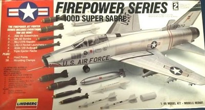 RESALE SHOP - Lindberg Firepower Series F100D Super Sabre 1:48 Model Aircraft Kit c1993 Sealed - PAER-LND-72521-U8162