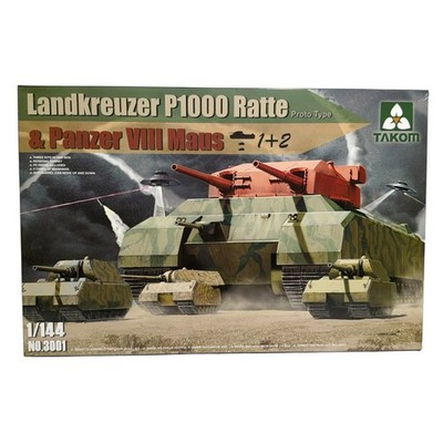 RESALE SHOP - Takom Landkreuzer P1000 Ratte & Panzer VIII Maus Tanks 1:144 Model Kit Sealed - PAER-TAK-3001-U8122