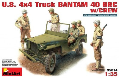 RESALE SHOP - Miniart U.S. 4x4 Truck Bantam 40 BRC w/ Crew 1/35 Scale Model Kit c2008 Sealed - TERO-MART-35014-U8100