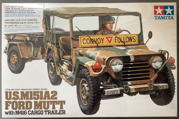 RESALE SHOP - Tamiya US M151A2 Ford Mutt with M416 Cargo Trailer 1:35 Model Kit c1984 Sealed - TERO-TAM-35130-U8114