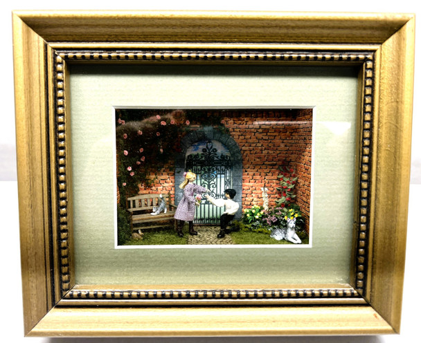 RESALE SHOP - OOAK 1:48 scale Small Framed Roombox - THE PROPOSAL- Artisan made - BABE-THEPROPOSAL-NS4969