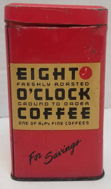 RESALE SHOP - Eight O Clock Coffee A&P Savings Coin Bank with Detachable Lid VTG 1950s - LAHA-EIGHTOCLOCK-U5030