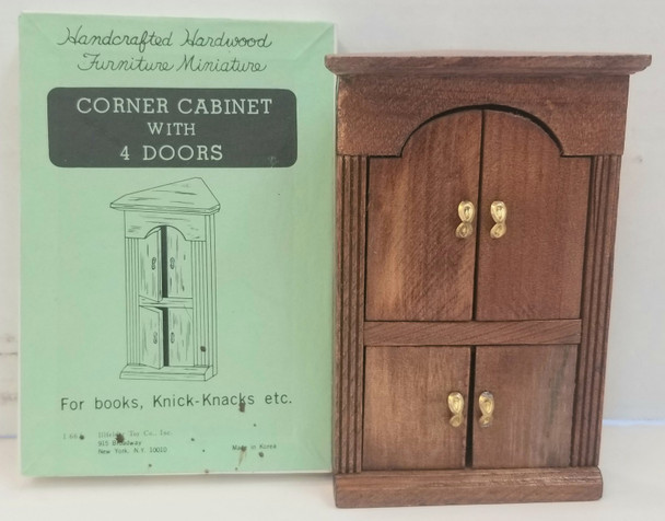 RESALE SHOP - VTG 1:12 Hardwood Furniture Miniature Corner Cabinet With 4 Doors For Books - LAHA-I66-LN5051
