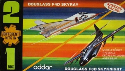 RESALE SHOP - Addar 2-Model-Kits-in-1-Box 1:72 Douglas F4D Skyray & Douglas F3D Skynight c1976 - PAER-ADR-901-NS7995