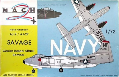 RESALE SHOP - Mach2 USN AJ-2/AJ-2P Savage Carrier Bomber 1:72 Aircraft Kit c1992 Sealed - PAER-M2-GP006-U7843