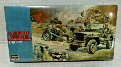 RESALE SHOP - HASEGAWA U.S. Jeep Willys M.B. Cargo w/37mm Gun 1:72 Model Kit c1991 Sealed-READ - RSTY-HAGA31101-LN8022