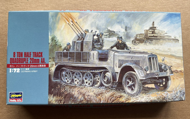 RESALE SHOP - HASEGAWA 8 Ton Half-Track w/Quadruple 20mm AA 1:72 Model Kit c1991 Sealed-READ - RSTY-HAGA31114-U7920