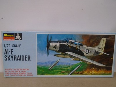 RESALE SHOP - MONOGRAM A1-E SKYRAIDER 1:72 Airplane Model Kit c1967 Sealed-READ - RSTY-MGM-PA146-U8035