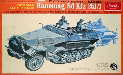 RESALE SHOP - NITTO Half Track Hanomag SdKfz 251/1 Motorized 1:35 Model Kit c1968 Sealed-READ - TERO-NITO-158-350-U8042