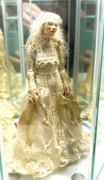 RESALE SHOP - VTG OOAK Miss Havisham Figure in Glass Display Case- artisan created - BABE-HAVISHAM-NS5122