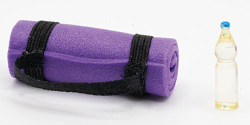 OakridgeStores.com | Artisan Creations - Purple Yoga Set - Yoga Mat with Water Bottle - 1" Scale Dollhouse Miniature - 306