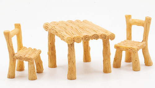 OakridgeStores.com | Artisan Creations - Tiny Table and Chair Set - 3 Piece, Resin - 1" Scale Dollhouse Miniature Furniture - 424