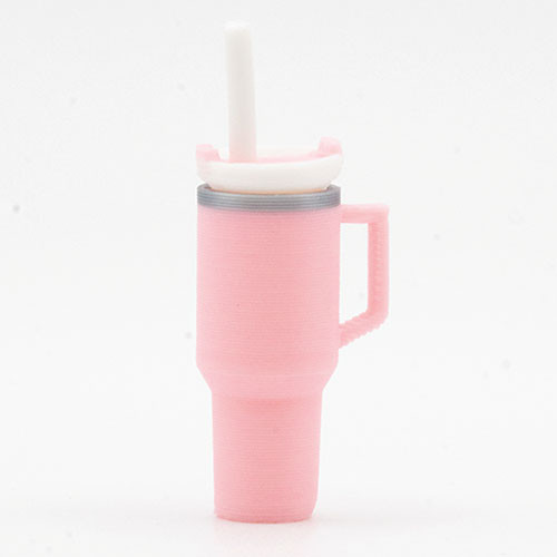 OakridgeStores.com | Artisan Creations - Tumbler with Removable Lid and Straw, Pink - 1" Scale Dollhouse Miniature - 433
