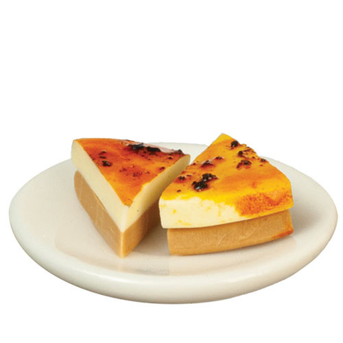 OakridgeStores.com | Aztec - 2 Cheesecakes on Plate - 1" Scale Dollhouse Miniature Food - A9976