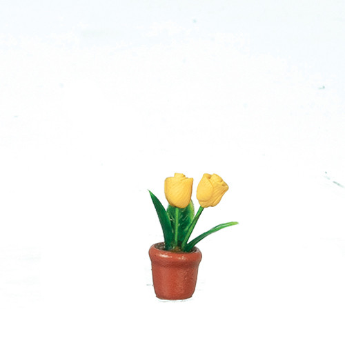 OakridgeStores.com | Aztec - Tulip in Pot, Yellow - Potted Plant - 1:12 Scale Dollhouse Miniature - B0135