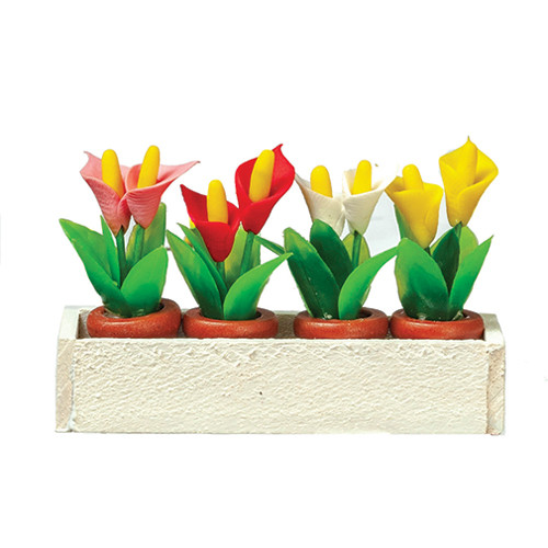 OakridgeStores.com | Aztec - Window Box with Lilies - White - 1:12 Scale Dollhouse Miniature Plant - B0298