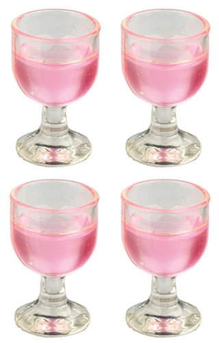 OakridgeStores.com | Aztec - Rose Goblets - Set of 4 - 1:12 Scale Dollhouse Miniature Glassware - B5030