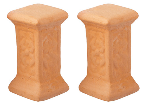 OakridgeStores.com | Aztec - Terra-Cotta Pedestals - Set of 2 - 1" Scale Dollhouse Miniature - B5204