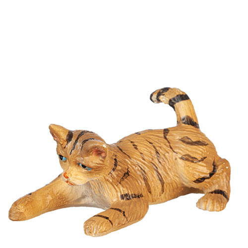OakridgeStores.com | Aztec - Playing Cat Tabby - 1:12 Scale Dollhouse Miniature Figure - E0176