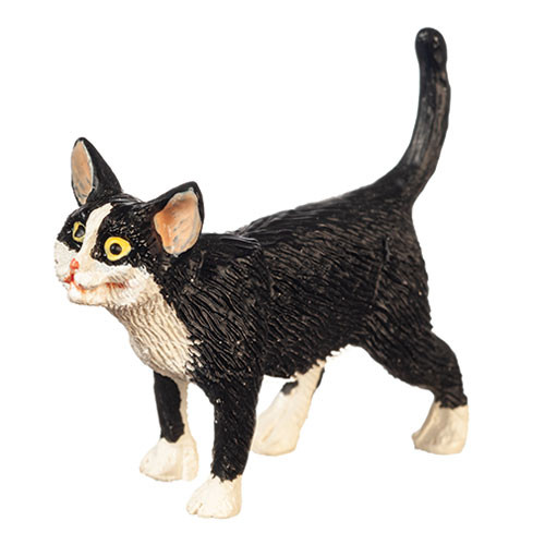 OakridgeStores.com | Aztec - Standing Cat - Black/White - 1:12 Scale Dollhouse Miniature Figure - E0192