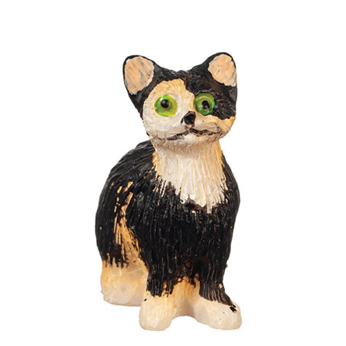 OakridgeStores.com | Aztec - Sitting Cat, Eyes Open - Calico - 1:12 Scale Dollhouse Miniature Figure - E0213