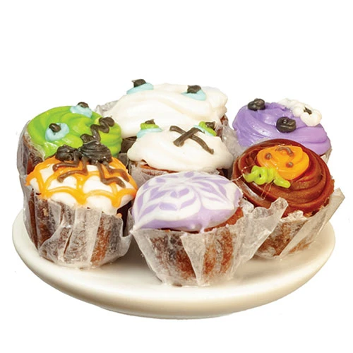 OakridgeStores.com | Aztec - Cupcakes on Plate - Set of 7 - 1:12 Scale Dollhouse Miniature Food - G6178