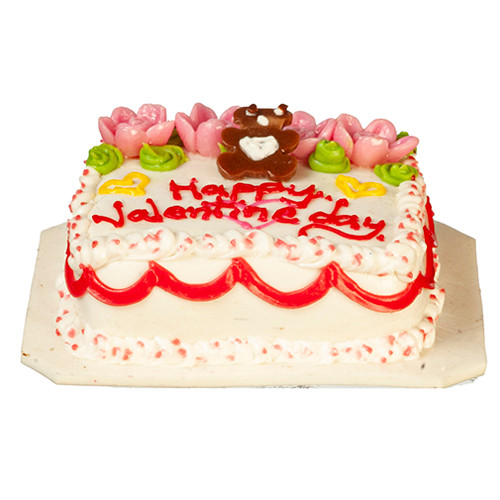 OakridgeStores.com | Aztec - Valentines Sheet Cake - Decorated Sheet Cake - 1" Scale Dollhouse Miniature Food - G6271