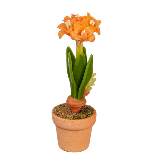 OakridgeStores.com | Aztec - Orange Amaryllis in Pot - Potted Plant - 1:12 Scale Dollhouse Miniature - G6319