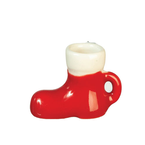 OakridgeStores.com | Aztec - Red and White Santa Boot Mug - Kitchen Drinkware - 1" Scale Dollhouse Miniature - G6599