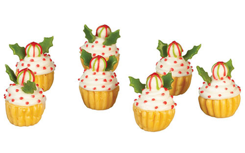 OakridgeStores.com | Aztec - 7 Cupcakes - Christmas - 1" Scale Dollhouse Miniature Food - G6734