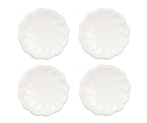 OakridgeStores.com | Aztec - Small Victorian Plates, White - Set of 4 - 1" Scale Dollhouse Miniature - G7333