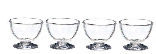 OakridgeStores.com | Aztec - Large Clear Bowls - Set of 4 - 1:12 Scale Dollhouse Miniature Dinnerware - G7437