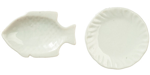 OakridgeStores.com | Aztec - Ceramic Serving Plates - Set of 2 - 1" Scale Dollhouse Miniature Dinnerware - G7713