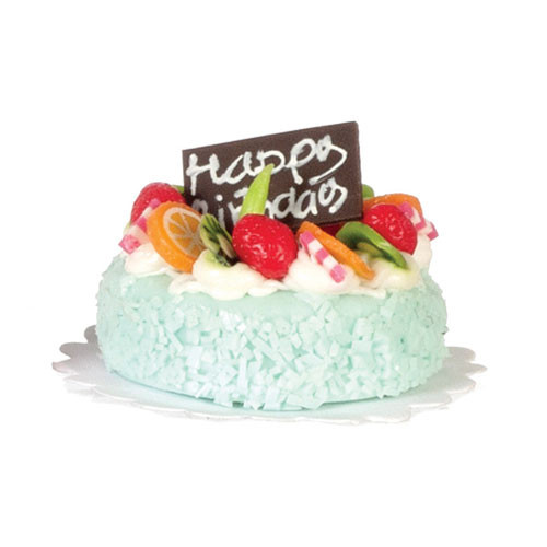 OakridgeStores.com | Aztec - Blue Round Birthday Cake - 1" Scale Dollhouse Miniature Food - G8329 717425883292
