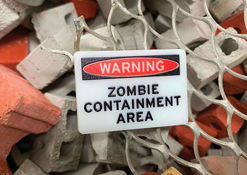 OakridgeStores.com | Aztec - Zombie Wall Sign - 1:12 Scale Dollhouse Miniature - MM0106