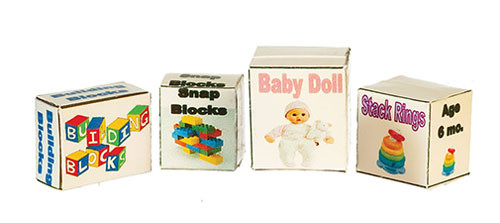 OakridgeStores.com | Aztec - Baby Toy Boxes - Set of 4 - 1:12 Scale Dollhouse Miniature - SH0090