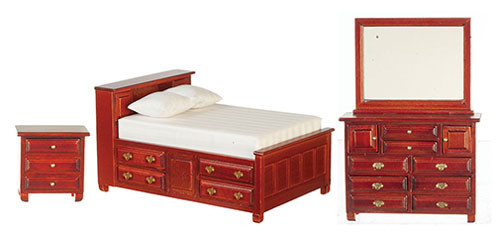 OakridgeStores.com | Aztec - Double Bedroom Furniture Set - Set of 3 - 1:12 Scale Dollhouse Miniature - T3765