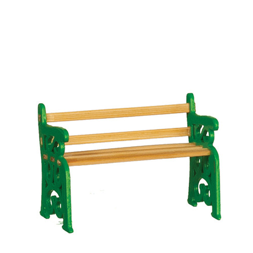 OakridgeStores.com | Aztec - Park Bench, Green - Half Scale Dollhouse Miniature - T4664