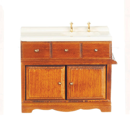 OakridgeStores.com | Aztec - Kitchen Sink, Walnut - 1:12 Scale Dollhouse Miniature - T6555 717425665553